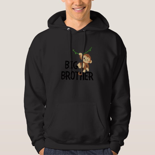 Kids Big Brother Monkey Animal Best Bro Ever World Hoodie (Framsida)