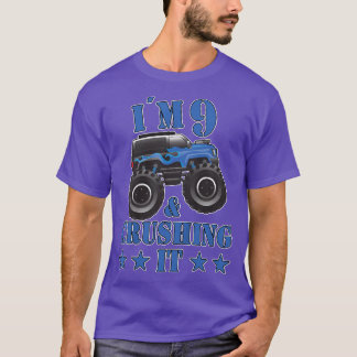 Kids Birthday 9 Years Old Monster Truck Children F T Shirt