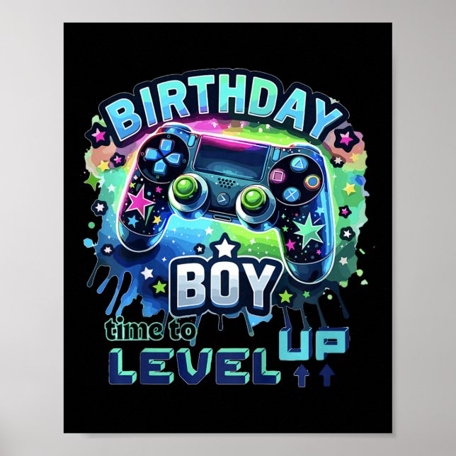 Kids Birthday Boy Level Up Gamer Controller Video  Poster (Framsidan)