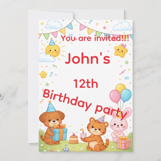 Kids birthday invitation card inbjudningar (Framsida)