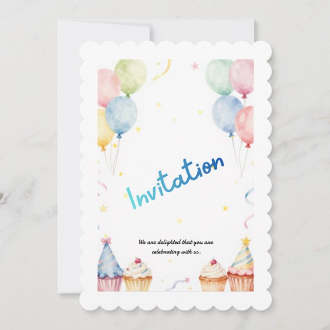 Kids Birthday Invitation Template – Customizable P Inbjudningar (Framsida)
