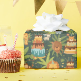 Kids Birthday Jungle Themed Wrapping Paper Presentpapper