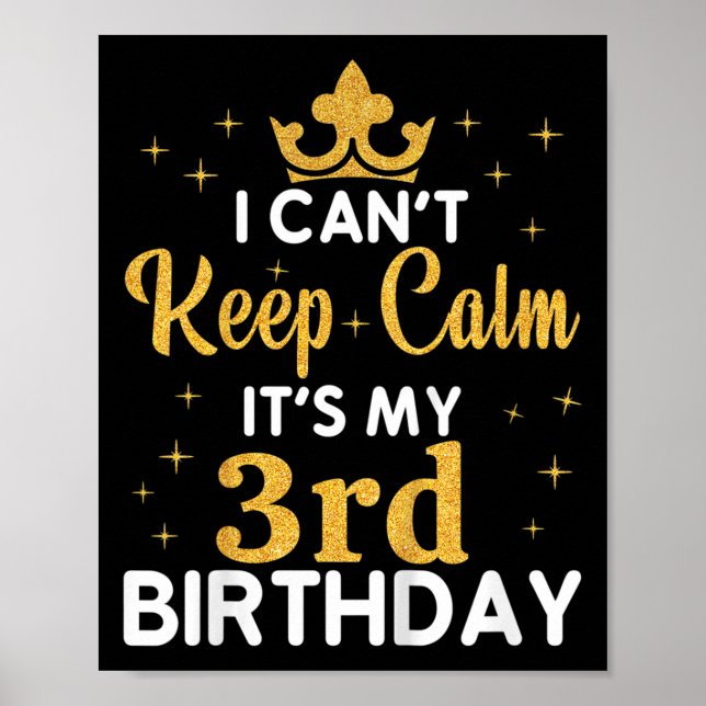 Kids Birthday Party I Can't Keep Calm It's My 3rd  Poster (Framsidan)