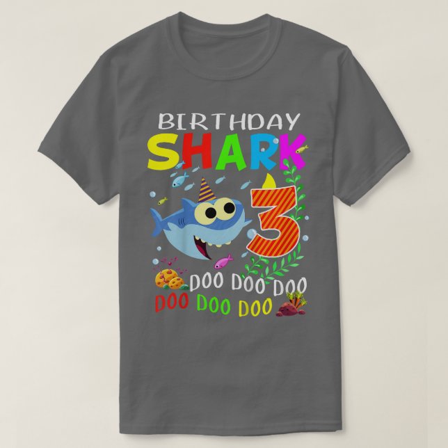 Kids Birthday Shark 3 Years Old Boys and Girls 3rd T Shirt (Design framsida)