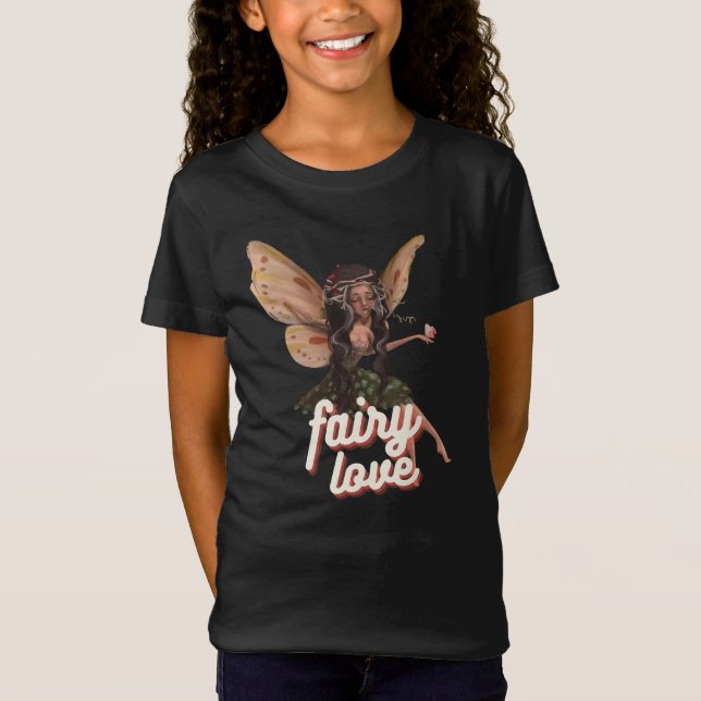 Kids Black Fairy Kärlek T-Shirt (Framsida)