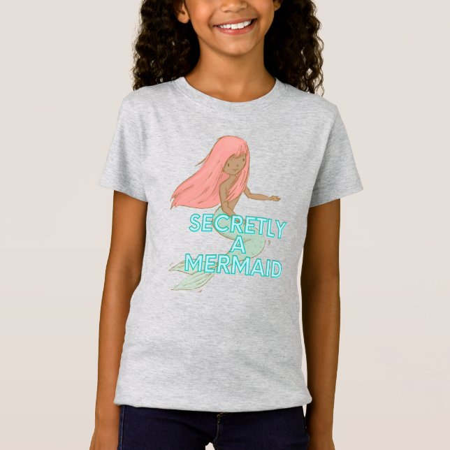 Kids Black Sjöjungfru T-Shirt (Framsida)