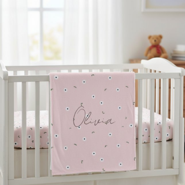 Kids' Blanket with Pink Daisies - Delicate Design Fleecefilt (Skapare uppladdad)