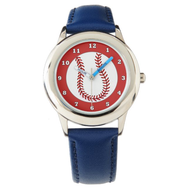 Kids Blue Baseball Watch Armbandsur (Framsida)