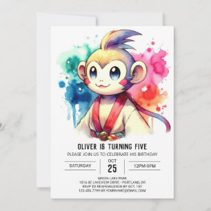 Kids Boho Monkey Birthday Inbjudningar