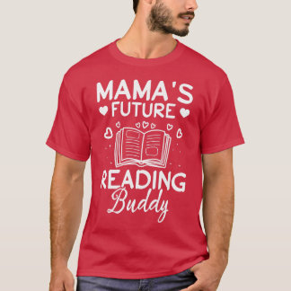 Kids Bok Älskare Mamma Framtida läsning av Buddy i T Shirt