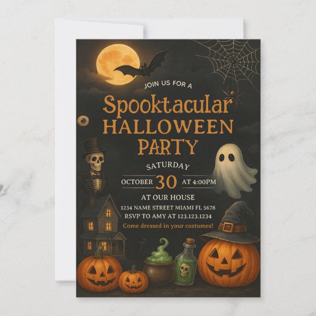 Kids Boo Bash Spooktacular Party-inbjudan Inbjudningar (Framsida)
