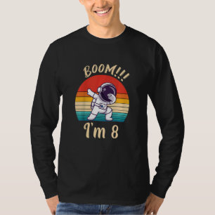 Kids Boom I är 8 Dabbing Astronaut Boys 8th Birthd T Shirt