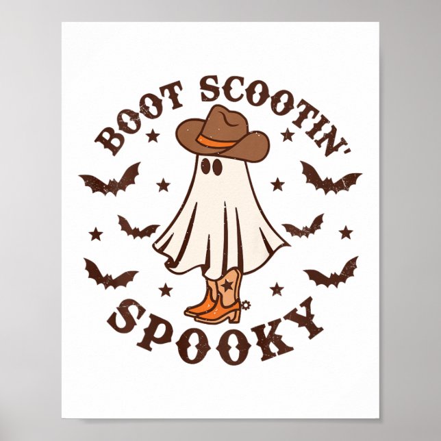 Kids Boot Scootin Spooky Western Halloween Retro F Poster (Framsidan)