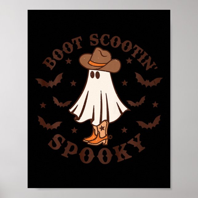 Kids Boot Scootin Spooky Western Halloween Retro F Poster (Framsidan)