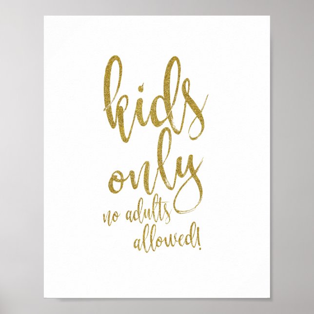Kids Bord Guld Glitter 8 x 10 Bröllop Poster (Framsidan)