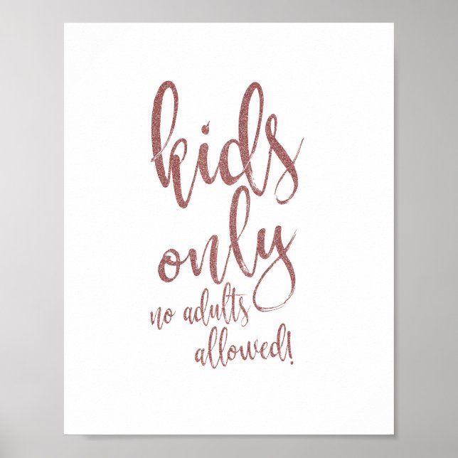 Kids Bord Ro Glitter Guld 8 x 10 Bröllop Poster (Framsidan)