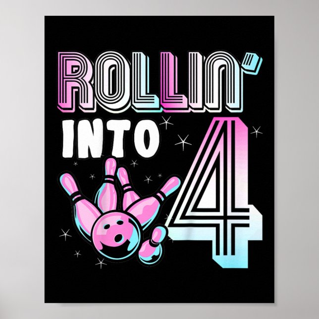 Kids Bowlareare Rollin" i 4 Bowling 4e födelsedage Poster (Framsidan)
