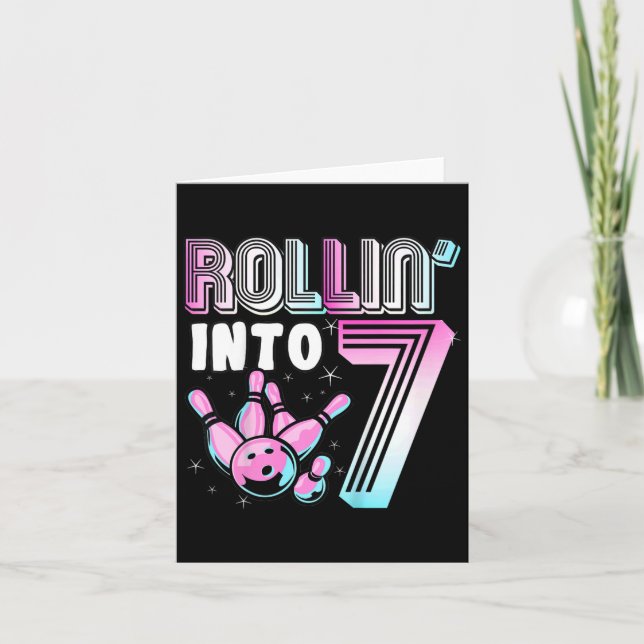 Kids Bowlareare Rollin" i 7 Bowling 7:e Birthday K Kort (Framsida)