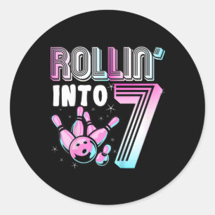 Kids Bowlareare Rollin" i 7 Bowling 7:e Birthday K Runt Klistermärke