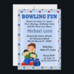 Kids Bowling Birthday-inbjudan Inbjudningar<br><div class="desc">Cute Bowling uppmanade för barn som kärlek att skaka. Den lilla bowlingpojken har en trofi och bowlingboll i handen och en bowlingpåse vid sin sida.. Anpassa med information om party.</div>