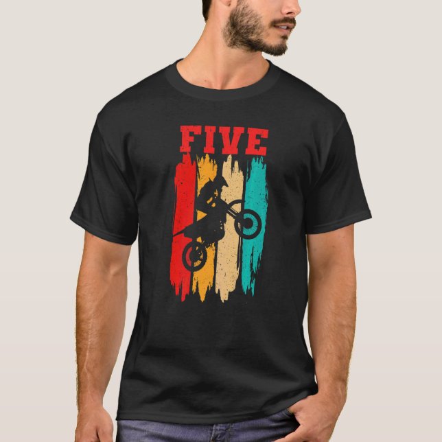 Kids Boy Riding Motocross 5:e födelsedagen Dirt Bi T Shirt (Framsida)