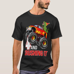 Kids Boys 4e födelsedagen Monster Lastbil Birthday T Shirt