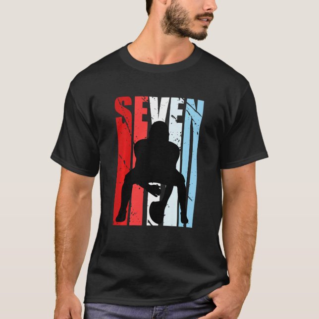 Kids Boys American Football 7:e Birthday Quarterba T Shirt (Framsida)