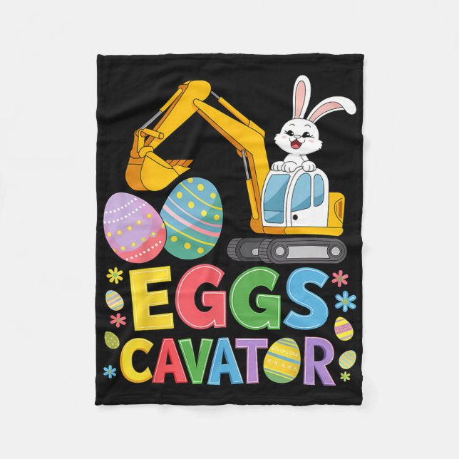 Kids Boys Eggscavator Påskägg Hunt Construction Fleecefilt (Framsidan)