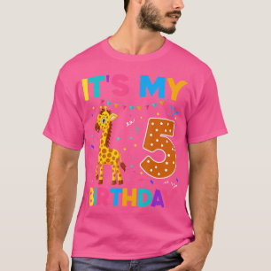 Kids Boys Girls 5 år gammal Giraffe 5:e födelsedag T Shirt