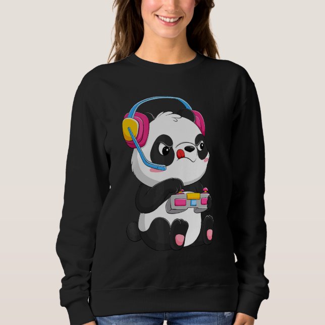 Kids Boys Girls för Panda Gaming Video Gamer T Shirt (Framsida)
