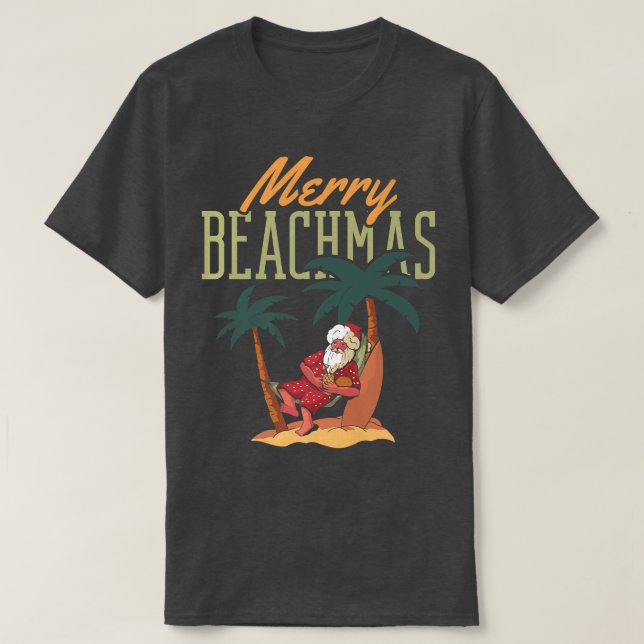 Kids Boys Girls Julafton Santa Merry Beachmas Chri T Shirt (Design framsida)