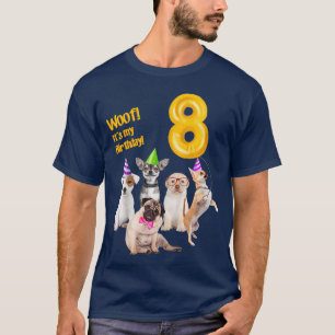 Kids Boys Girls söta hundar 8:e födelsedagspuppen T Shirt