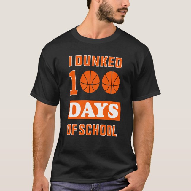 Kids Boys I Dunked 100 Days of School Basketball T Shirt (Framsida)