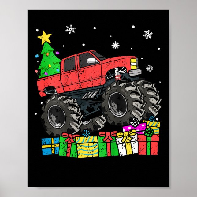Kids Boys jul Monster Lastbil Kids Merry Chris Poster (Framsidan)