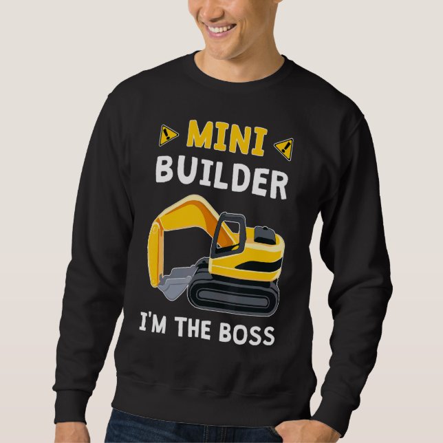 Kids Boys Småbarn Mini Builder Jag är Chef Excava Lång Ärmad Tröja (Framsida)