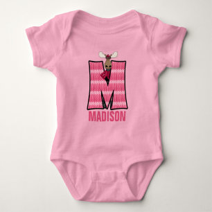 Kids Brev M Monogrammed Rosa Sticka Moose T-shirt