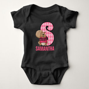 Kids Brev S Monogram Rosa Argyle Squirrel Tröja