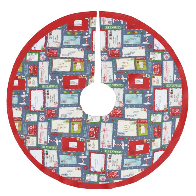 Kids Brev till jultomten Mönster Julgransmatta Borstad Polyester (Framsidan)