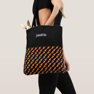Kids Bright Orange Halloween Candy corn Black Namn Tygkasse