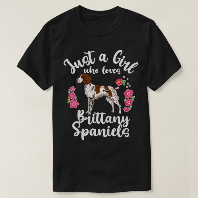 Kids Brittany Spaniel Just a Girl Who Loves Britta T Shirt (Design framsida)