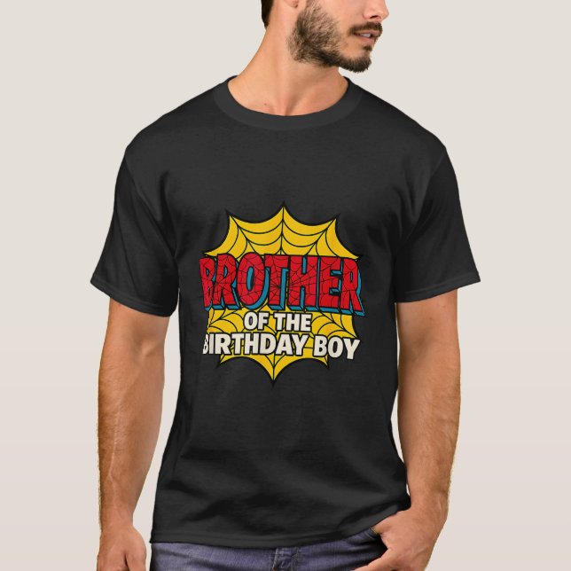 Kids Brother Of The Birthday Boy Spider Theme Part T Shirt (Framsida)