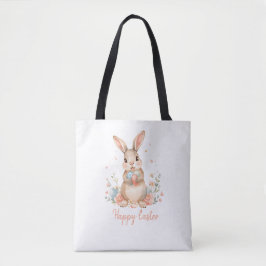 Kids Bunny Easter Egg Hunt Tote Bag. Tygkasse