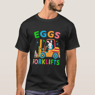 Kids Bunny Riding Forklifts Funny Glad påsk Day T Shirt