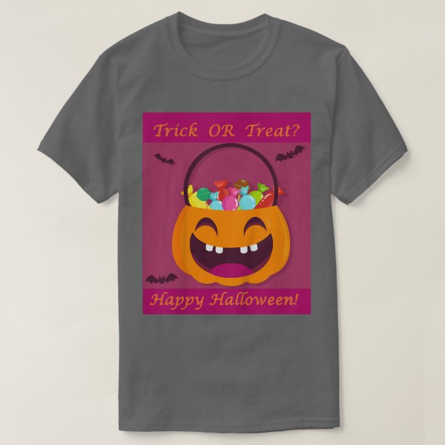 Kids Bus eller godis Candies med Pumpkin & Fladder T Shirt (Design framsida)