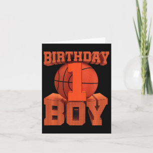 Kids Bysketbyll Birthday 1 Year Old 1st Bday Kort