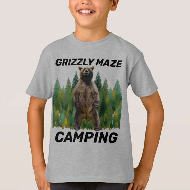 KIDS CAMPING GRIZZLY MAZE BEAR T-SHIRTS (Framsida)