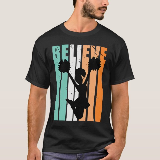 Kids Cheerleading Cheerleader Believe Silhouette C T Shirt (Framsida)