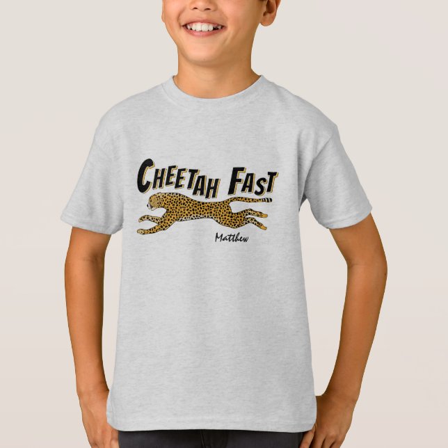 Kids Cheetah Fast Running Sports Trendig Roligt Gi Tröja (Framsida)