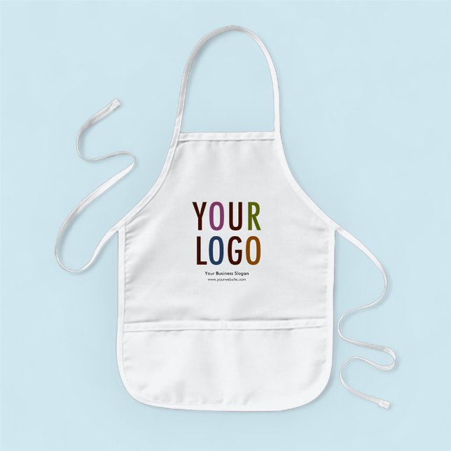 Kids Chef Apron med Logotyp eller Logotyp Barnförkläde (MISOOK Kids White Apron with Logo)
