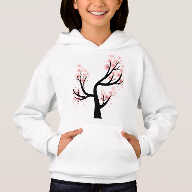 Kids Cherry Blommar Träd Pullover Hoodie T Shirt (Framsida)